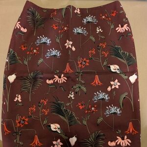 Floral Print Burgundy Skirt